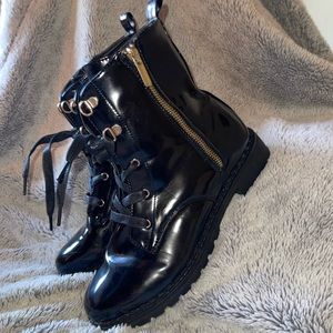 Shiny Faux Leather Boots